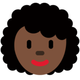 Woman: Dark Skin Tone, Curly Hair on Twitter Twemoji 11.1