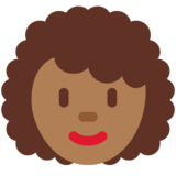 Woman: Medium-Dark Skin Tone, Curly Hair on Twitter Twemoji 11.1