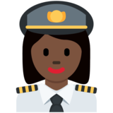 Woman Pilot: Dark Skin Tone on Twitter Twemoji 11.2