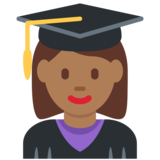 Woman Student: Medium-Dark Skin Tone on Twitter Twemoji 11.2