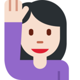 Person Raising Hand: Light Skin Tone on Twitter Twemoji 11.2