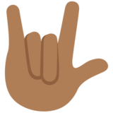 Love-You Gesture: Medium-Dark Skin Tone on Twitter Twemoji 11.2