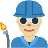 Man Factory Worker: Medium-Light Skin Tone on Twitter Twemoji 11.2