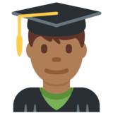 Man Student: Medium-Dark Skin Tone on Twitter Twemoji 11.2