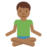 Man in Lotus Position: Medium-Dark Skin Tone on Twitter Twemoji 11.2