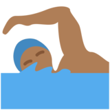 Man Swimming: Medium-Dark Skin Tone on Twitter Twemoji 11.2