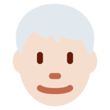 Man: Light Skin Tone, White Hair on Twitter Twemoji 11.2