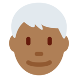 Man: Medium-Dark Skin Tone, White Hair on Twitter Twemoji 11.2