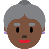 Old Woman: Dark Skin Tone on Twitter Twemoji 11.2