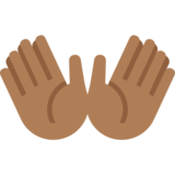 Open Hands: Medium-Dark Skin Tone on Twitter Twemoji 11.2