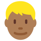 Person: Medium-Dark Skin Tone, Blond Hair on Twitter Twemoji 11.2