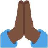 Folded Hands: Dark Skin Tone on Twitter Twemoji 11.2
