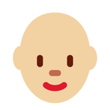 Woman: Medium-Light Skin Tone, Bald on Twitter Twemoji 11.2