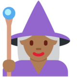 Woman Mage: Medium-Dark Skin Tone on Twitter Twemoji 11.2