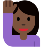 Woman Raising Hand: Dark Skin Tone on Twitter Twemoji 11.2
