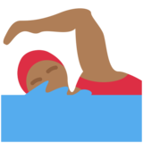 Woman Swimming: Medium-Dark Skin Tone on Twitter Twemoji 11.2