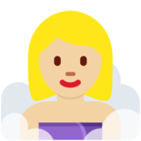 Person in Steamy Room: Medium-Light Skin Tone on Twitter Twemoji 11.3