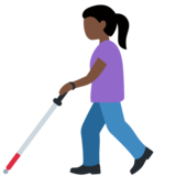 Woman with White Cane: Dark Skin Tone on Twitter Twemoji 12.0