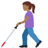 Woman with White Cane: Medium-Dark Skin Tone on Twitter Twemoji 12.0