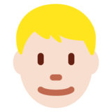 Man: Light Skin Tone, Blond Hair on Twitter Twemoji 11.4