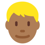 Man: Medium-Dark Skin Tone, Blond Hair on Twitter Twemoji 11.4