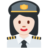 Woman Pilot: Light Skin Tone on Twitter Twemoji 11.4