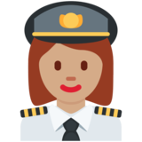 Woman Pilot: Medium Skin Tone on Twitter Twemoji 11.4