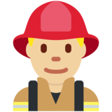 Man Firefighter: Medium-Light Skin Tone on Twitter Twemoji 11.4