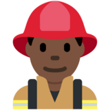 Man Firefighter: Dark Skin Tone on Twitter Twemoji 11.4