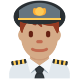 Man Pilot: Medium Skin Tone on Twitter Twemoji 11.4