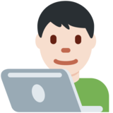 Man Technologist: Light Skin Tone on Twitter Twemoji 11.4