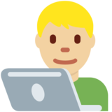 Man Technologist: Medium-Light Skin Tone on Twitter Twemoji 11.4