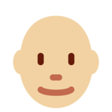 Man: Medium-Light Skin Tone, Bald on Twitter Twemoji 11.4