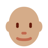 Man: Medium Skin Tone, Bald on Twitter Twemoji 11.4