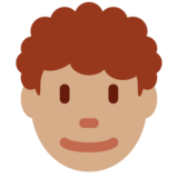 Man: Medium Skin Tone, Curly Hair on Twitter Twemoji 11.4