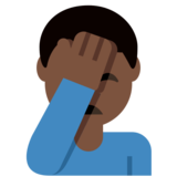 Man Facepalming: Dark Skin Tone on Twitter Twemoji 11.4