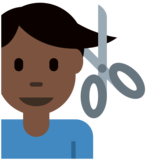 Man Getting Haircut: Dark Skin Tone on Twitter Twemoji 11.4