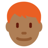 Man: Medium-Dark Skin Tone, Red Hair on Twitter Twemoji 11.4