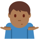 Man Shrugging: Medium-Dark Skin Tone on Twitter Twemoji 11.4