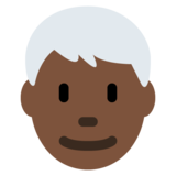 Man: Dark Skin Tone, White Hair on Twitter Twemoji 11.4
