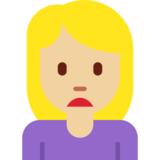 Person Frowning: Medium-Light Skin Tone on Twitter Twemoji 11.4