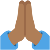 Folded Hands: Medium-Dark Skin Tone on Twitter Twemoji 11.4