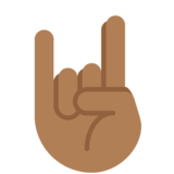 Sign of the Horns: Medium-Dark Skin Tone on Twitter Twemoji 11.4
