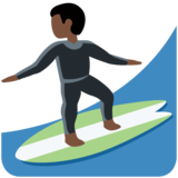 Person Surfing: Dark Skin Tone on Twitter Twemoji 11.4
