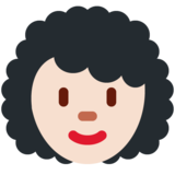 Woman: Light Skin Tone, Curly Hair on Twitter Twemoji 11.4