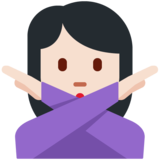 Woman Gesturing No: Light Skin Tone on Twitter Twemoji 11.4
