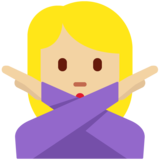Woman Gesturing No: Medium-Light Skin Tone on Twitter Twemoji 11.4
