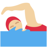 Woman Swimming: Medium-Light Skin Tone on Twitter Twemoji 11.4