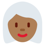 Woman: Medium-Dark Skin Tone, White Hair on Twitter Twemoji 11.4