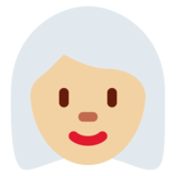 Woman: Medium-Light Skin Tone, White Hair on Twitter Twemoji 11.4